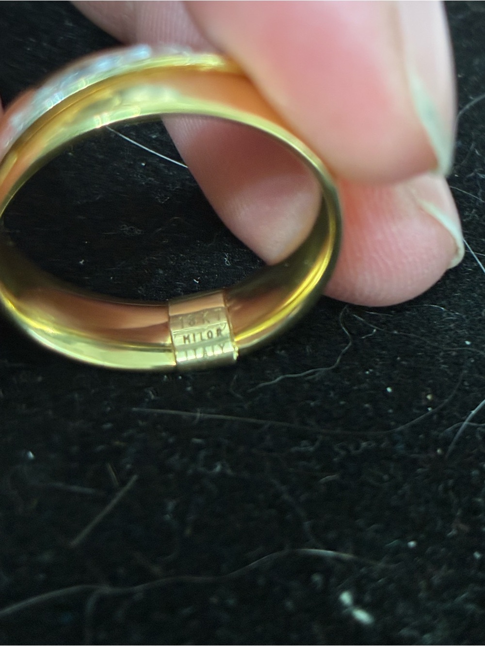 Milor 18k gold Women's Band Ring with  Diagonal diamonds Accent - Picture 7 of 9